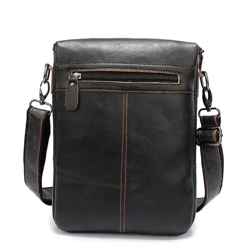 Vintage Genuine Leather Men's Crossbody Fashion Cowhide Male Shoulder Business FileMessenger Bag