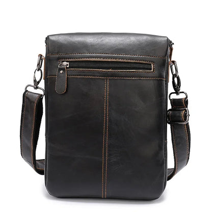 Vintage Genuine Leather Men's Crossbody Fashion Cowhide Male Shoulder Business FileMessenger Bag