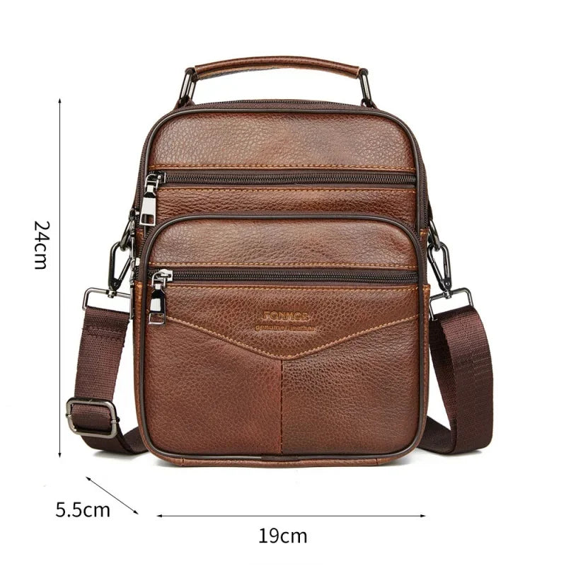 Vintage Genuine Leather Men's Crossbody Vertical Phone Fashion Male Shoulder Messenger Bag Small Cowhide Handbag