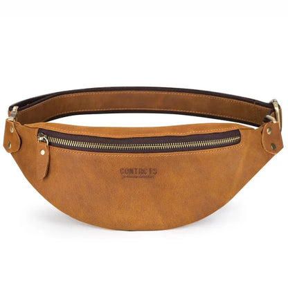 Vintage Genuine Leather Men's Waist Belt Fashion Cowhide Chest Casual Male Shoulder Crossbody Bag Luxury Fanny Pack