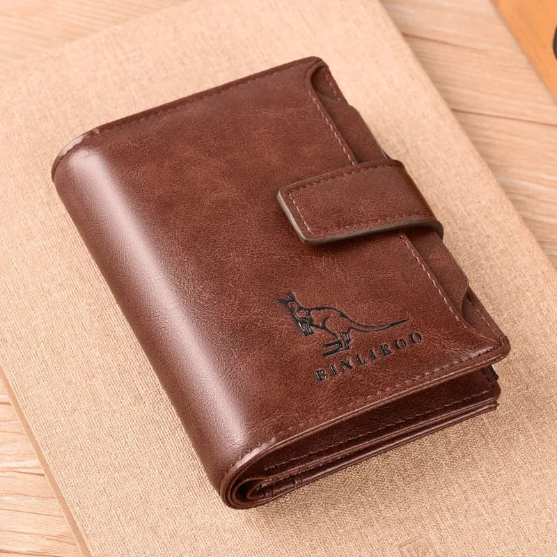 Vintage Genuine Leather Men's Wallet RFID Blocking Card Holder Business Coin Purse Multi Function Male Money Clip
