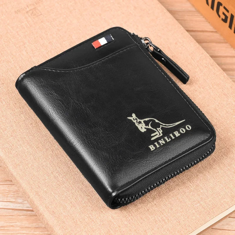 Vintage Genuine Leather Men's Wallet RFID Blocking Card Holder Business Coin Purse Multi Function Male Money Clip