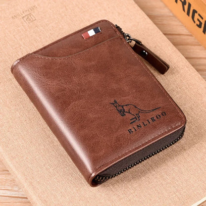 Vintage Genuine Leather Men's Wallet RFID Blocking Card Holder Business Coin Purse Multi Function Male Money Clip