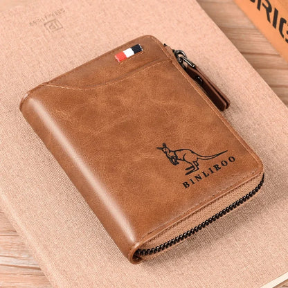 Vintage Genuine Leather Men's Wallet RFID Blocking Card Holder Business Coin Purse Multi Function Male Money Clip