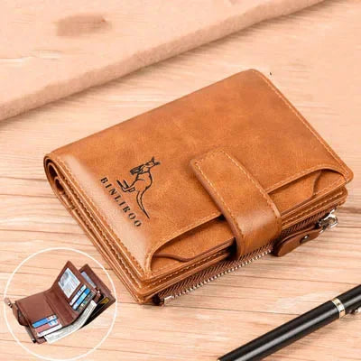 Vintage Genuine Leather Men's Wallet RFID Blocking Card Holder Business Coin Purse Multi Function Male Money Clip
