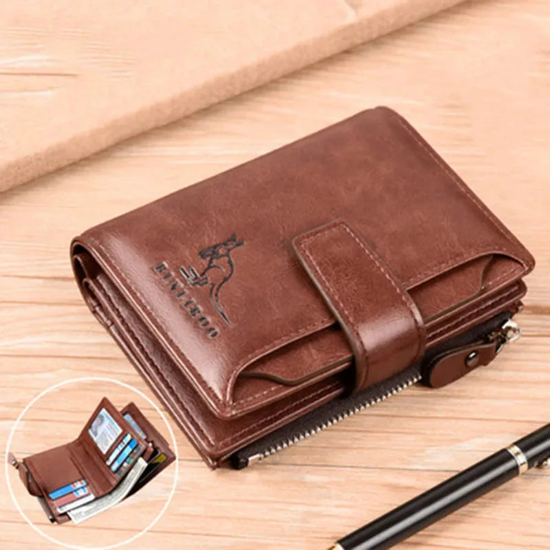 Vintage Genuine Leather Men's Wallet RFID Blocking Card Holder Business Coin Purse Multi Function Male Money Clip