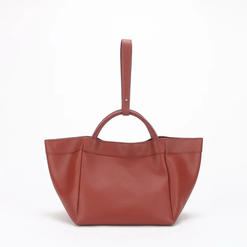 Vintage Genuine Leather Simple Handbags Commuter Large Capacity Elegant Square Bags One Shoulder Crossbody Lady Purses 2024 New