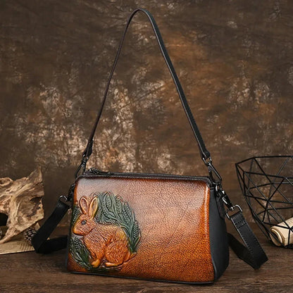 Vintage Genuine Leather Women's Shoulder Elegant Messenger Luxury Cowhide Ladies Handbag Fashion Crossbody Bag