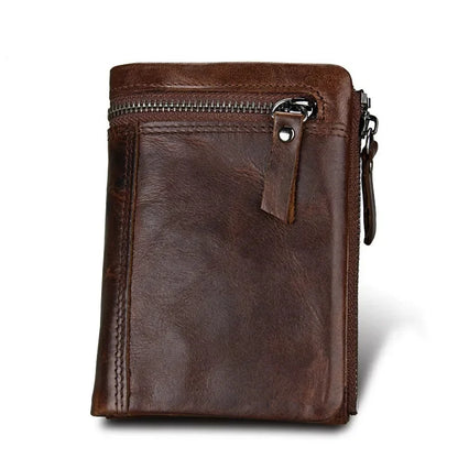 Vintage Genuine Leather Zipper For Men RFID Holder Card Wallet Luxury Male Coin Purses Multi Function Man Money Clip
