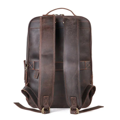 Vintage Genuine Men's Crazy Horse Leather Travel Backpack Fasion Male School Large Capacity Laptop Bag