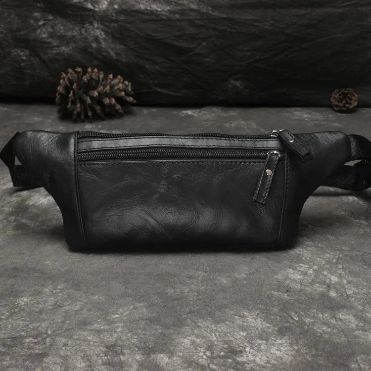 Vintage Genuine Men's Waist Fashion Phone Cow Leather Male Shoulder Crossbody Bag Sport Chest Fanny Pack