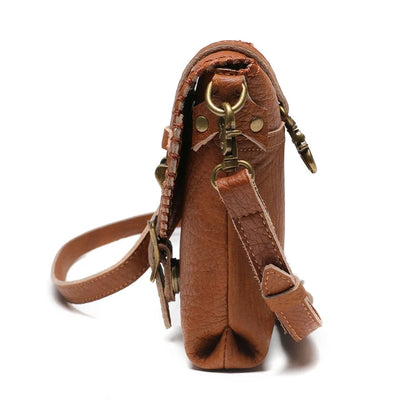 Vintage Genuine Mobile Phone Messenger Casual Leather Bag for Women / Zero Purse