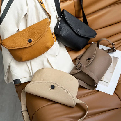 Vintage Genuine Women's New Luxury Shoulder Crossbody Cow Leather Waist Bag Large Capacity Lady Chest Pack