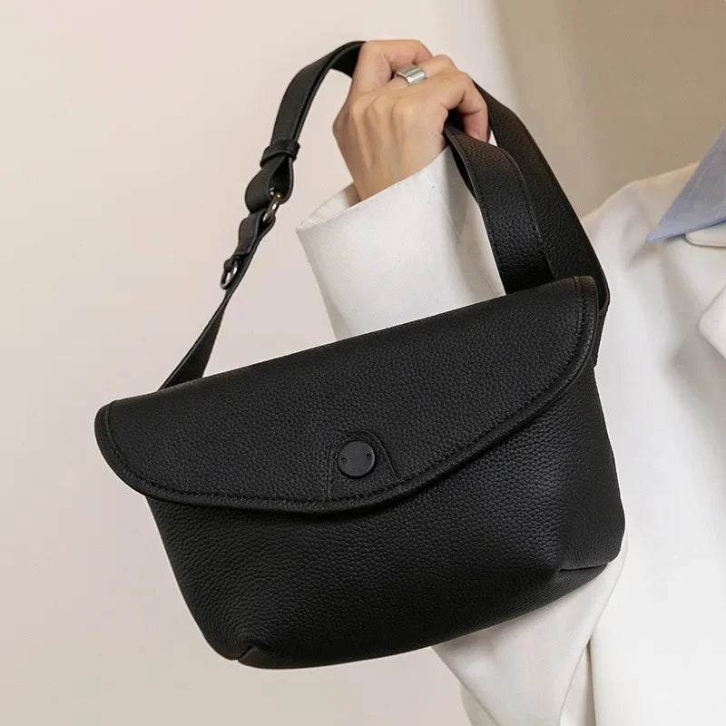 Vintage Genuine Women's New Luxury Shoulder Crossbody Cow Leather Waist Bag Large Capacity Lady Chest Pack
