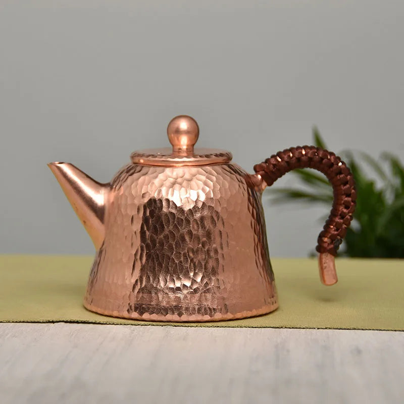 Vintage Hand-made Copper Pot Tea Making Small Teapot Pure Red Copper Japanese Water Boiling Puer Kung Fu Tea Table Samovar Gift