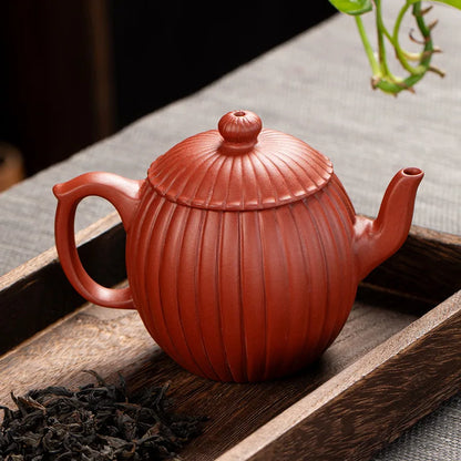 Vintage Handmade Purple Clay Teapot with Phoenix Design Tea Set  Authentic Zisha Teapot Elegant Teaware Sets Retro Xishi Pots