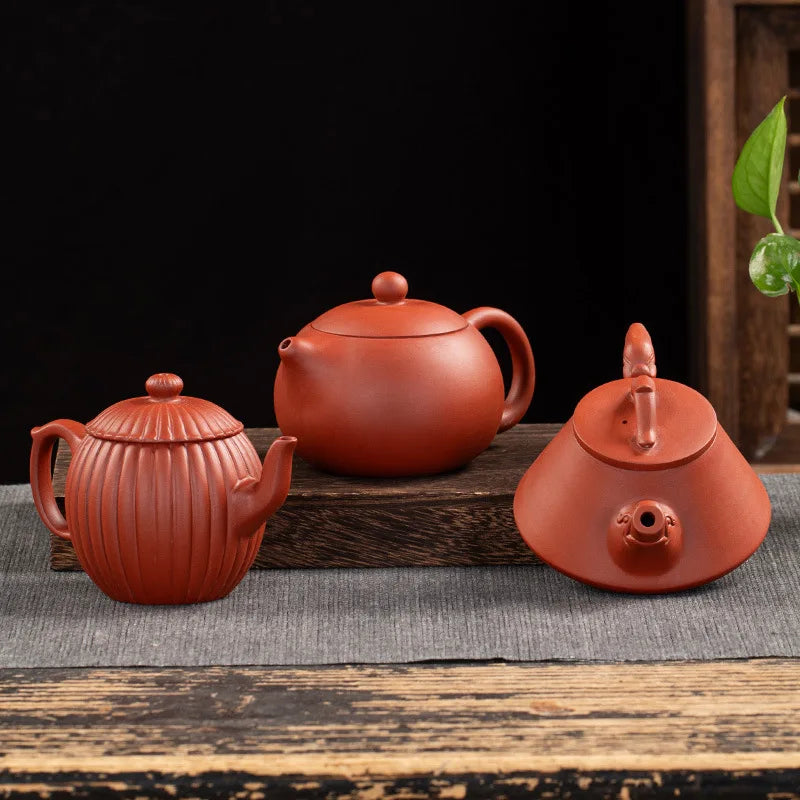 Vintage Handmade Purple Clay Teapot with Phoenix Design Tea Set  Authentic Zisha Teapot Elegant Teaware Sets Retro Xishi Pots