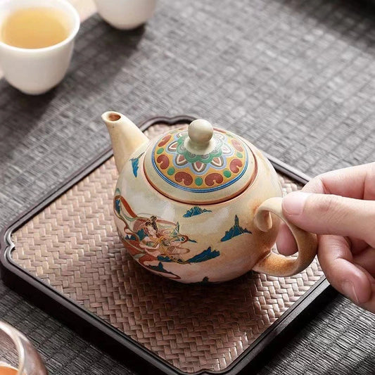 Vintage Kiln Coarser Pottery Teapot Home Ceramic Tea Pot Handmade Tea Infuser Exquisite Filter Beauty Kettle Tea Accessories