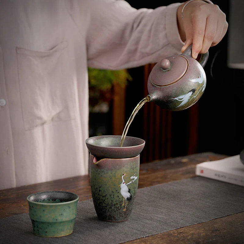 Vintage Kiln change ceramics Tea pot Chinese tea set porcelain teapot Oolong tea Handmade kettle Jingdezhen customization