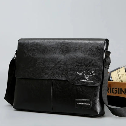 Vintage Large Capacity Men's Shoulder Business PU Leather Crossbody Messenger Bag Fashion Man Handbag