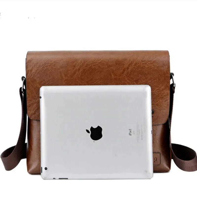 Vintage Large Capacity Men's Shoulder Business PU Leather Crossbody Messenger Bag Fashion Man Handbag