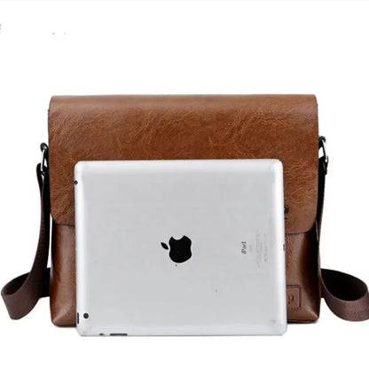 Vintage Large Capacity Men's Shoulder Business PU Leather Crossbody Messenger Bag Fashion Man Handbag