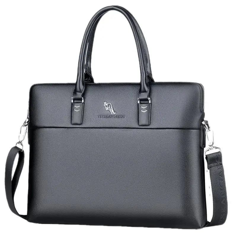 Vintage Leather Briefcases Men Business Handbag Horizontal Shoulder Messenger Office 14" inches Male Laptop Bag