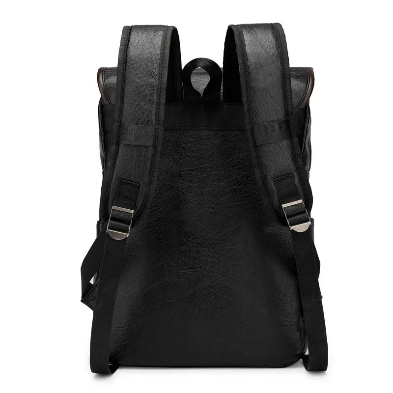 Vintage Leather Men's Large Capacity Student School Bags Waterproof Computer Bag Casual Simple Travel Backpack