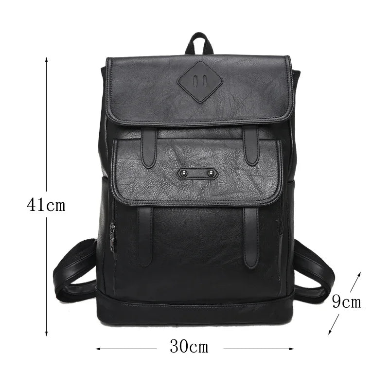 Vintage Leather Women Men Backpack Large Capacity Laptop Casual Student School bag For Boys Luxury Male Travel Shoulder Bag