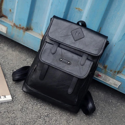 Vintage Leather Women Men Backpack Large Capacity Laptop Casual Student School bag For Boys Luxury Male Travel Shoulder Bag