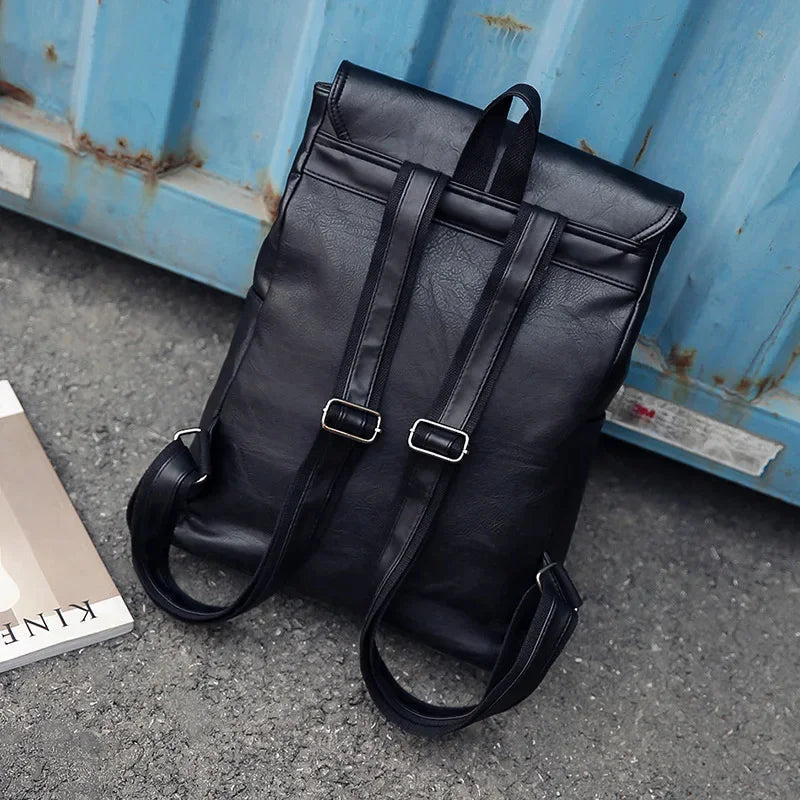 Vintage Leather Women Men Backpack Large Capacity Laptop Casual Student School bag For Boys Luxury Male Travel Shoulder Bag