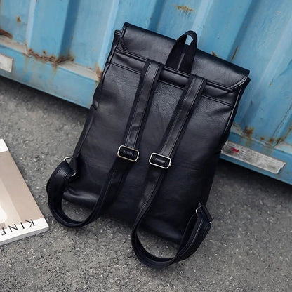 Vintage Leather Women Men Backpack Large Capacity Laptop Casual Student School bag For Boys Luxury Male Travel Shoulder Bag