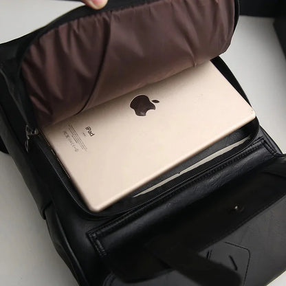 Vintage Leather Women Men Backpack Large Capacity Laptop Casual Student School bag For Boys Luxury Male Travel Shoulder Bag