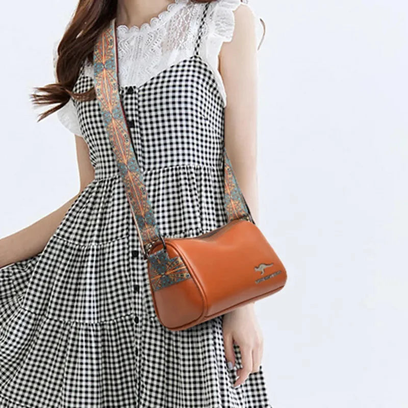 Vintage Leather Women's Shoulder Large Capacity Ladies Messenger Luxury Crossbody Pillow Bag Fashoin Handbag