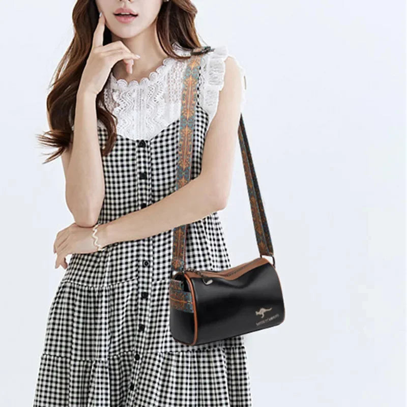 Vintage Leather Women's Shoulder Large Capacity Ladies Messenger Luxury Crossbody Pillow Bag Fashoin Handbag