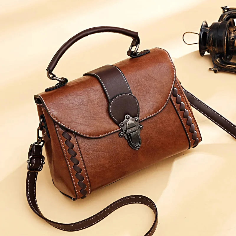 Vintage Leather Women's Shoulder Luxury Female Purses and Handbags Fashion Ladies Crossbody s Elegant Messenger Bag