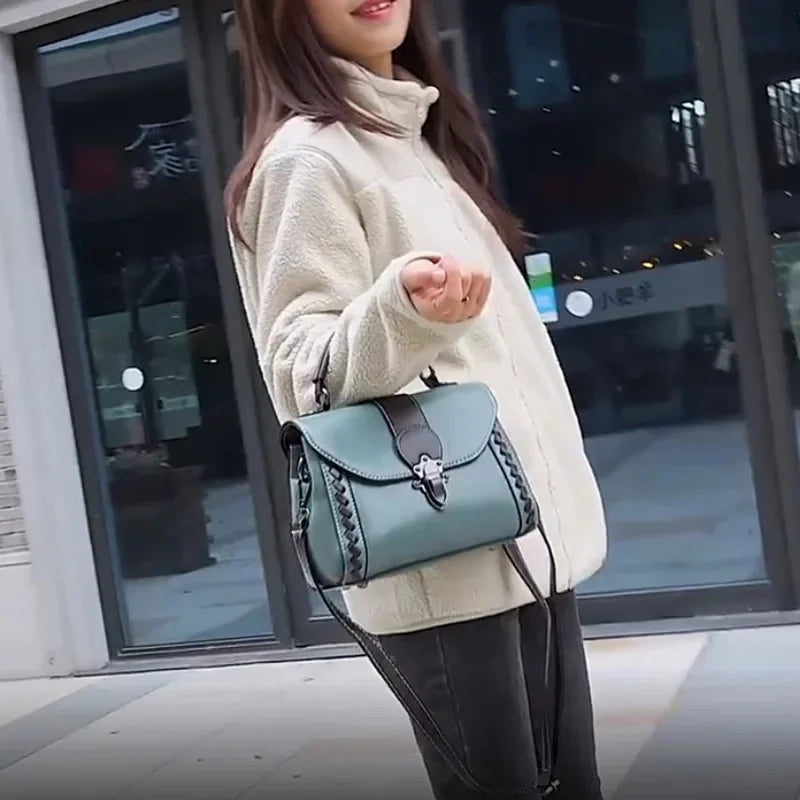 Vintage Leather Women's Shoulder Luxury Female Purses and Handbags Fashion Ladies Crossbody s Elegant Messenger Bag