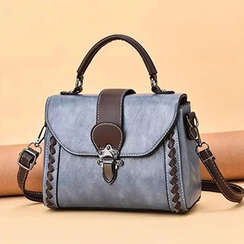 Vintage Leather Women's Shoulder Luxury Female Purses and Handbags Fashion Ladies Crossbody s Elegant Messenger Bag