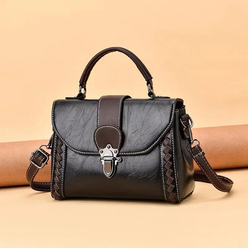 Vintage Leather Women's Shoulder Luxury Female Purses and Handbags Fashion Ladies Crossbody s Elegant Messenger Bag