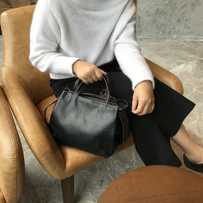 Vintage Luxury Cowhide Genuine Leather Crossbody Shoulder Bags Commuter Large Capacity Handbags Purses Clutch 2024 New Bolsas