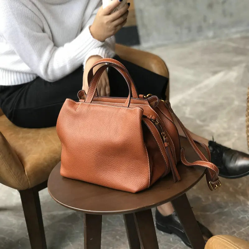 Vintage Luxury Cowhide Genuine Leather Crossbody Shoulder Bags Commuter Large Capacity Handbags Purses Clutch 2024 New Bolsas