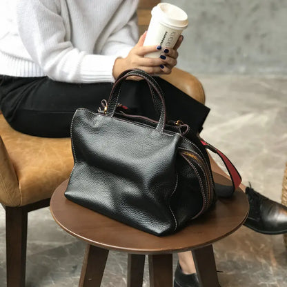Vintage Luxury Cowhide Genuine Leather Crossbody Shoulder Bags Commuter Large Capacity Handbags Purses Clutch 2024 New Bolsas