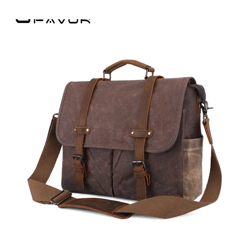 Vintage Men Messenger Bags Waterproof Canvas Shoulder Bag Man Business Crossbody Bag Male Travel 14 inch Laptop Handbag