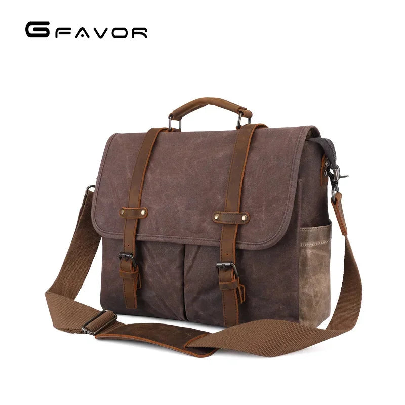 Vintage Men Messenger s Waterproof Canvas Shoulder Man Business Crossbody Bag Male Travel 14 inch Laptop Handbag