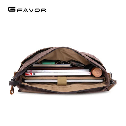 Vintage Men Messenger s Waterproof Canvas Shoulder Man Business Crossbody Bag Male Travel 14 inch Laptop Handbag