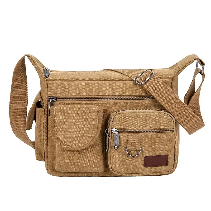 Vintage Men's Canvas Shoulder Messenger Large Capacity Crossbody Bag Casual Male Briefcase Fashion Handbag
