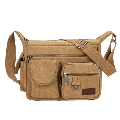 Vintage Men's Canvas Shoulder Messenger Large Capacity Crossbody Bag Casual Male Briefcase Fashion Handbag