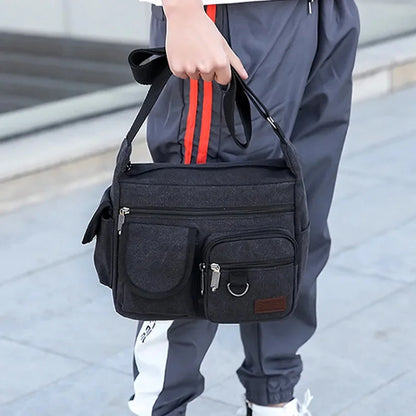 Vintage Men's Canvas Shoulder Messenger Large Capacity Crossbody Bag Casual Male Briefcase Fashion Handbag