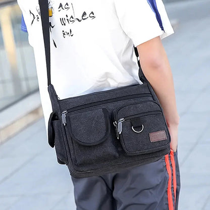 Vintage Men's Canvas Shoulder Messenger Large Capacity Crossbody Bag Casual Male Briefcase Fashion Handbag