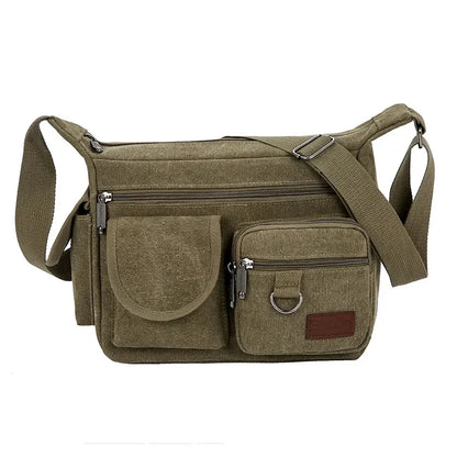 Vintage Men's Canvas Shoulder Messenger Large Capacity Crossbody Bag Casual Male Briefcase Fashion Handbag